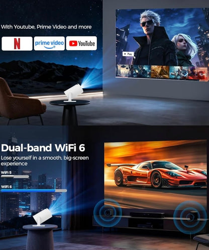 Magcubic 2026 Upgraded HY300PRO Mini Projector with WiFi and Bluetooth, Portable Projector 4K Support, Auto Keystone, 180 Degree Rotation, Smart Proyector for Home Outdoor