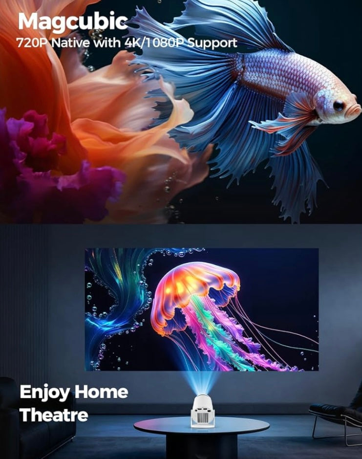Magcubic 2026 Upgraded HY300PRO Mini Projector with WiFi and Bluetooth, Portable Projector 4K Support, Auto Keystone, 180 Degree Rotation, Smart Proyector for Home Outdoor