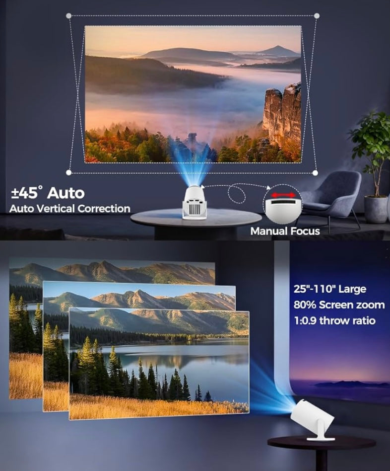 Magcubic 2026 Upgraded HY300PRO Mini Projector with WiFi and Bluetooth, Portable Projector 4K Support, Auto Keystone, 180 Degree Rotation, Smart Proyector for Home Outdoor